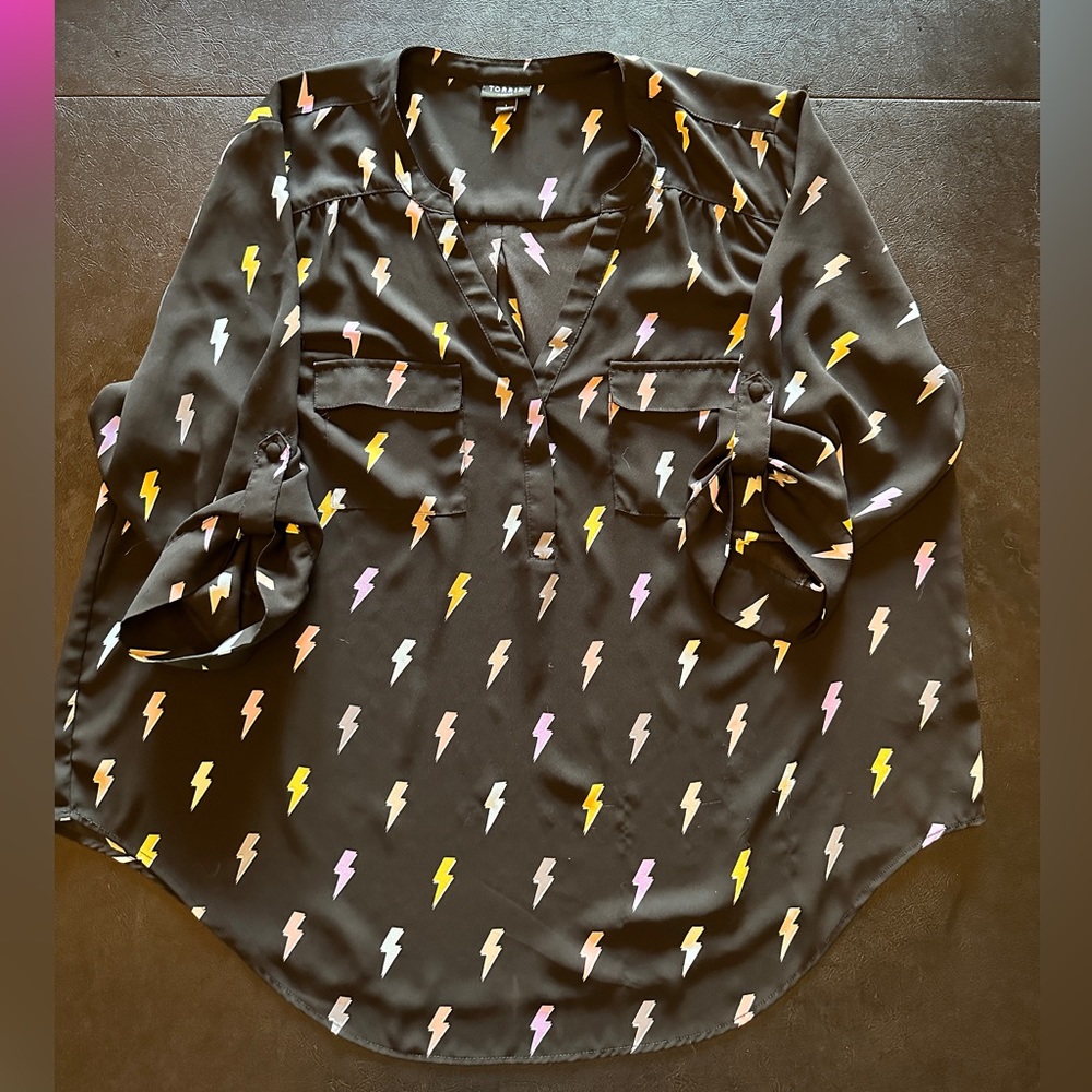 Torrid Harper Georgette Lightning Bolt Blouse